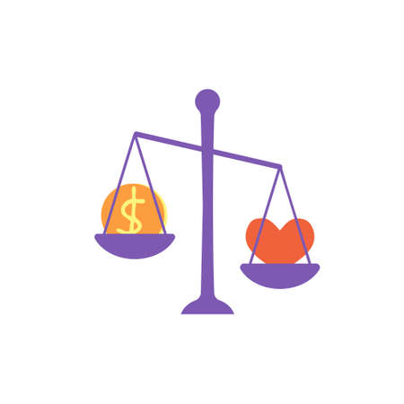 Weight with coin and heart vector illustrationのイラスト素材