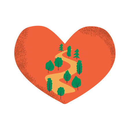 Heart and road vector simple illustrationのイラスト素材