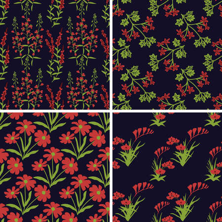 Seamless decorative floral patterns setのイラスト素材