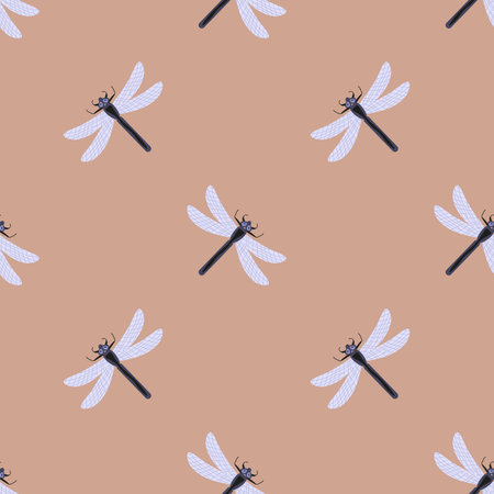 Seamless dragonflies simple decorative vector patternのイラスト素材