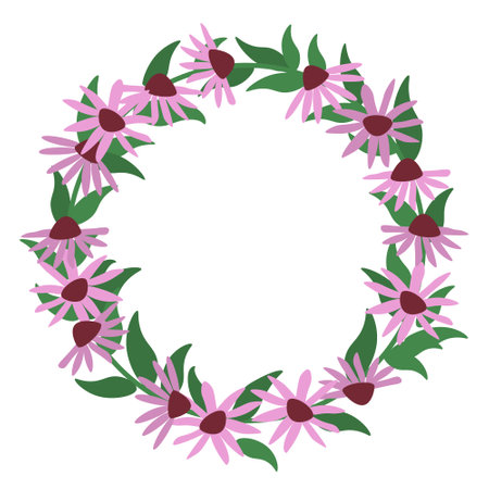 Echinacea decorative vector floral wreathのイラスト素材