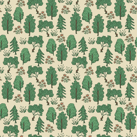 Seamless vector trees forest pattern