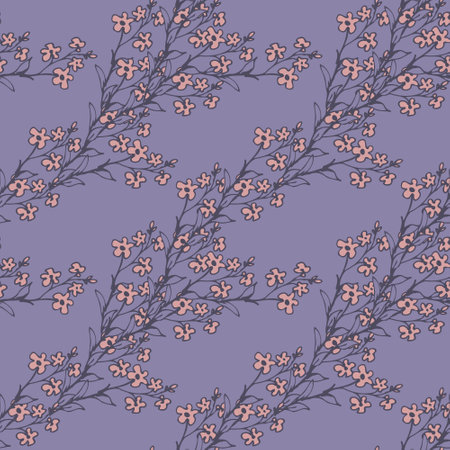 Seamless pink flowers on vioet backgroundのイラスト素材