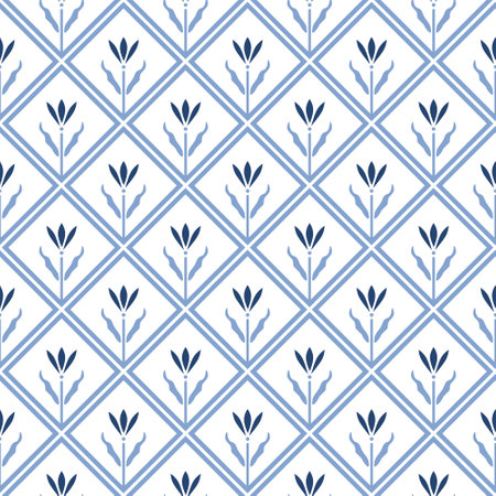 Seamless rhombuses and flowers vector patternのイラスト素材