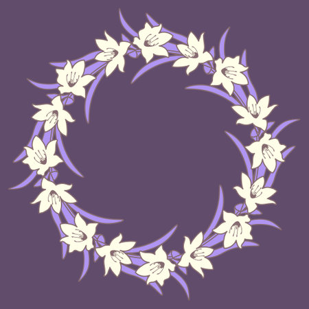 White flowers decorative vector wreathのイラスト素材