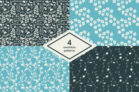 Seamless vector decorative patterns setのイラスト素材