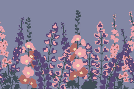 Seamless floral decorative horizontal backgroundのイラスト素材