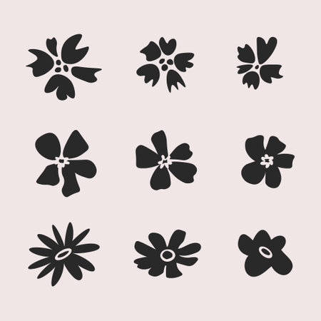 Isolated decorative black silhouette floral elementsのイラスト素材
