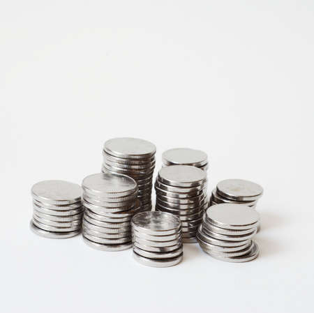 Small stacks of metal coinsの写真素材