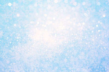 Snowy texture with bokeh effect, greeting card, christmas.の写真素材
