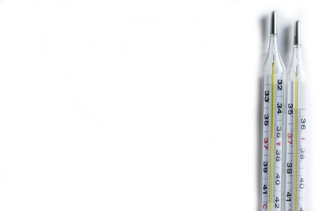 medical object mercury temperature meter for hospital on white backgroundの写真素材