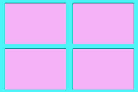 4 pink squares on a blue background cover and your text.の写真素材