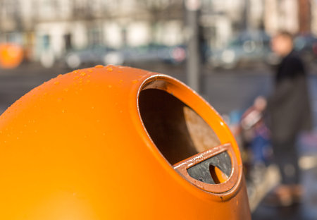 orange trash can