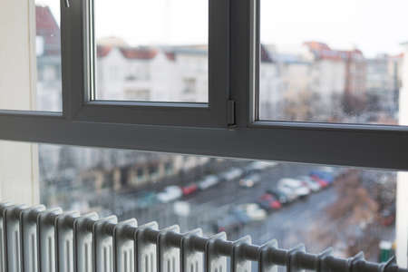 Heating radiator under windowの写真素材