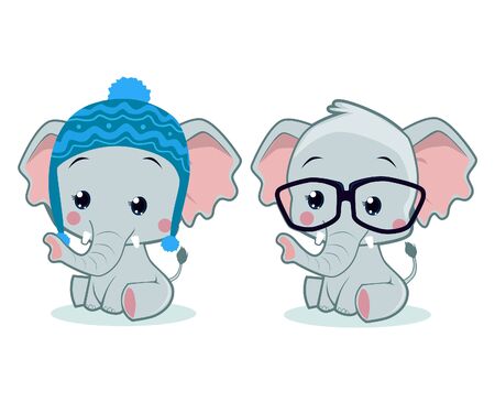 Cute elephant cartoon mascot in vectorのイラスト素材