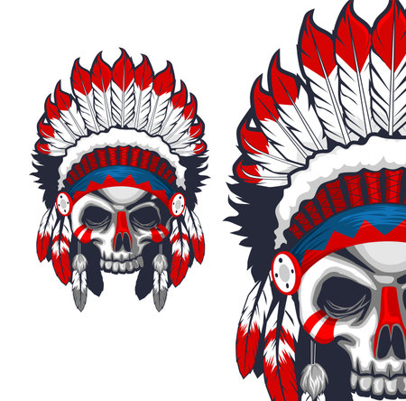 Indian skull cartoon vector illustrationのイラスト素材