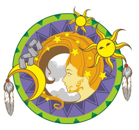 Mytical woman emblem mascot in vectorのイラスト素材