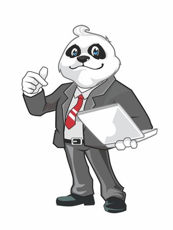 Panda officer mascot cartoon in vectorのイラスト素材
