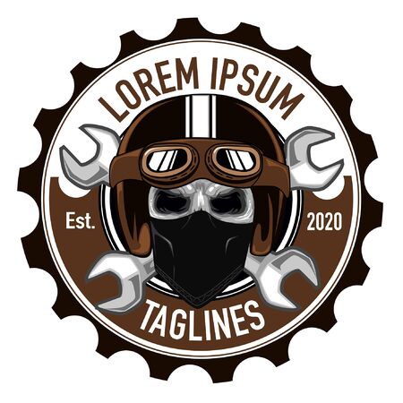 Skull vintage helmet motor loho in vectorのイラスト素材