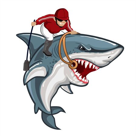 Shark jockey mascot cartoon in vectorのイラスト素材