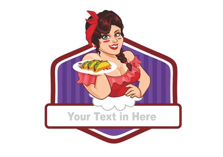Woman food chef cartoon in vectorのイラスト素材