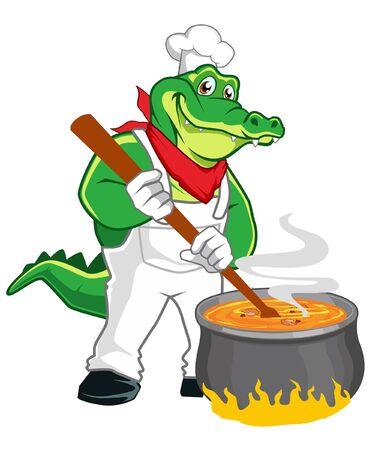 Crocodile chef cartoon in vectorのイラスト素材