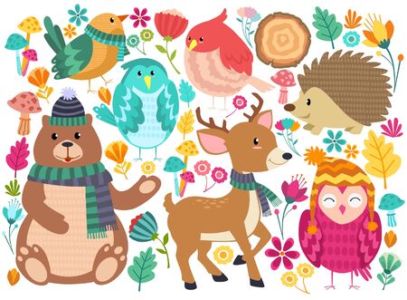 Animal winter cartoon in vectorのイラスト素材