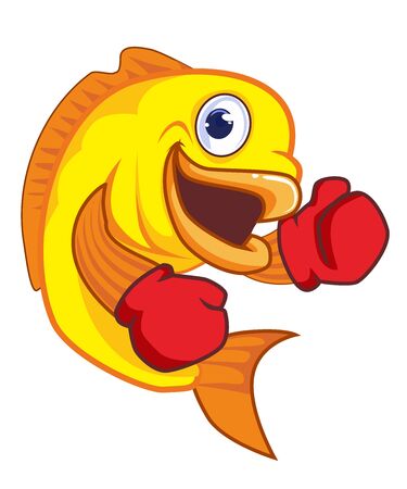 Fish boxing mascot cartoon in vectorのイラスト素材