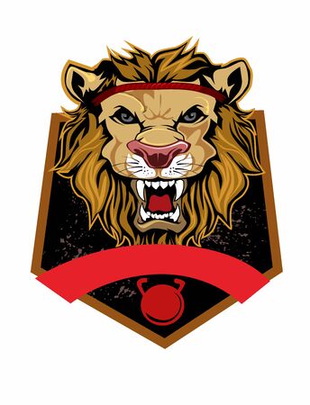 Lion Gym logo cartoon in vectorのイラスト素材