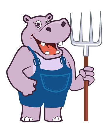 hippopotamus mascot cartoon in vectorのイラスト素材