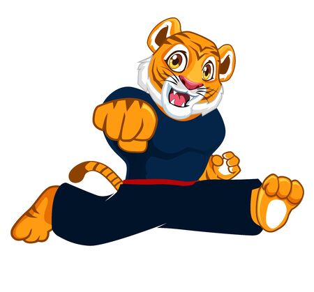 Tiger fighter mascot cartoon in vectorのイラスト素材