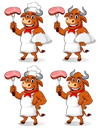 Buffalo grilled mascot cartoon in vectorのイラスト素材