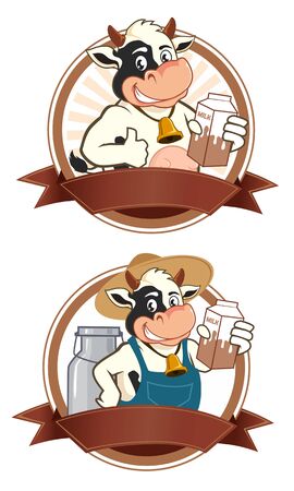 Cow logo mascot cartoon in vectorのイラスト素材