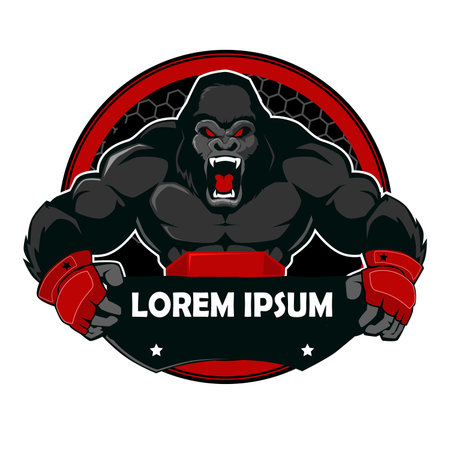 gorilla fighter logo cartoon in vectorのイラスト素材
