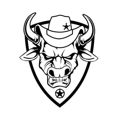 bull head mascot cartoon in vectorのイラスト素材
