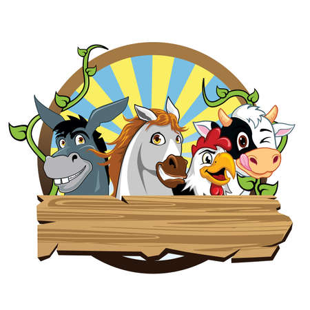animal farm logo cartoonのイラスト素材