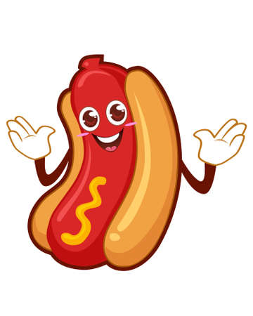 Hot dog food mascot cartoonのイラスト素材