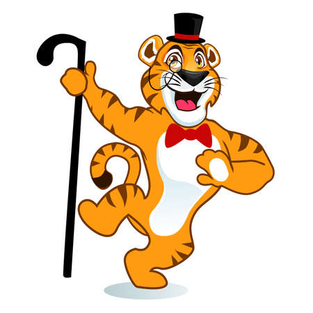 tiger dancing cartoon in vectorのイラスト素材
