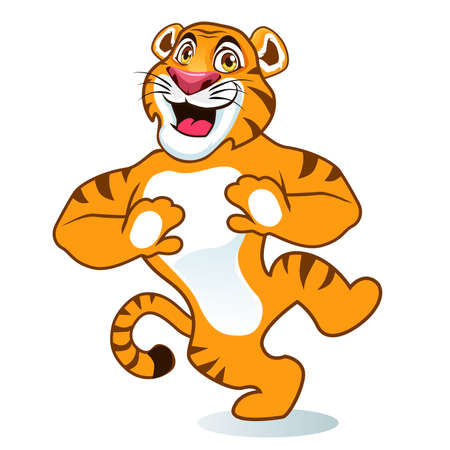 tiger dancing cartoon in vectorのイラスト素材