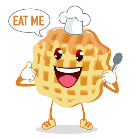 waffle mascot cartoon in vectorのイラスト素材