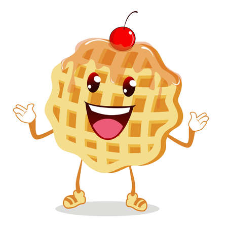 waffle mascot cartoon in vectorのイラスト素材
