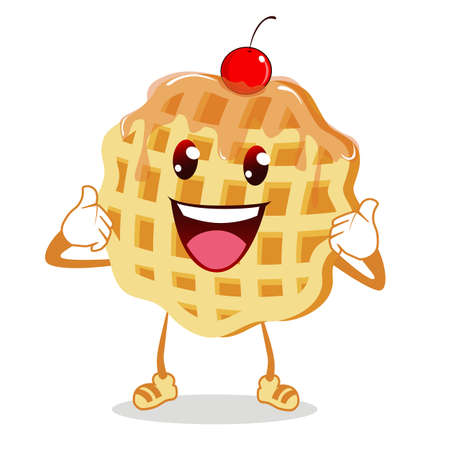 waffle mascot cartoon in vectorのイラスト素材