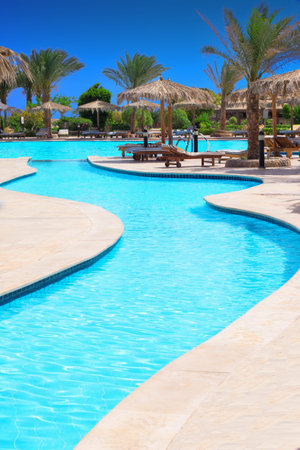 Swimming pool of luxury hotelの写真素材