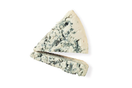 piece of blue cheese on white の写真素材