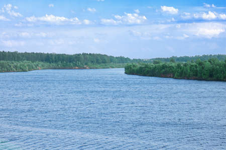 Landscape of beautiful lake in wood open-cast mineの写真素材