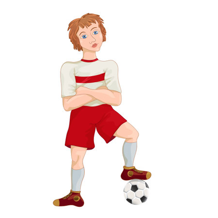 Young soccer player, cartoon character vector illustrationのイラスト素材