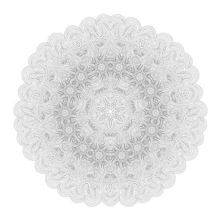 Monochrome mandala for your design. Lace ornament in form of round pattern. Concentric illusion ornament.のイラスト素材