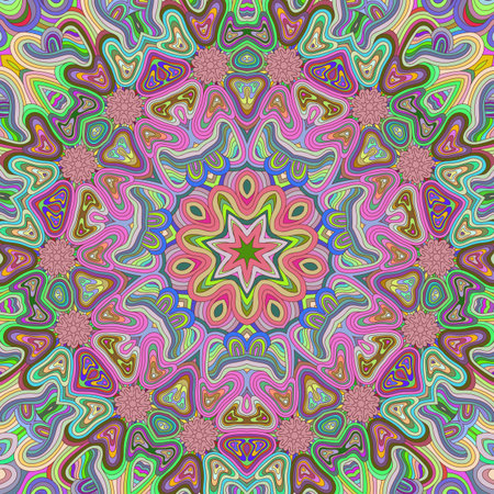 Vivid colored mandala background for your design. Concentric illusion ornament.