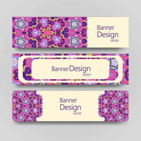 Colorful ornamental ethnic banner set.のイラスト素材
