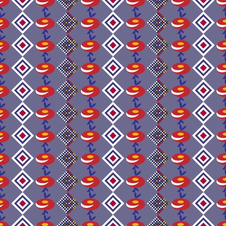 Decorative seamless vector background with abstract flowers and rhombus patternのイラスト素材
